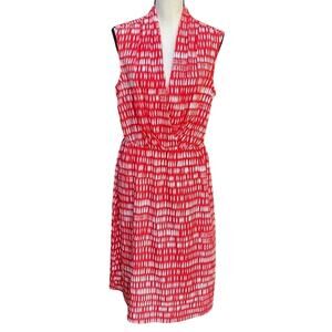 ZOZO NWT Fiesta Red Sleeveless Surplice Midi Dress Medium Faux Wrap Pleated